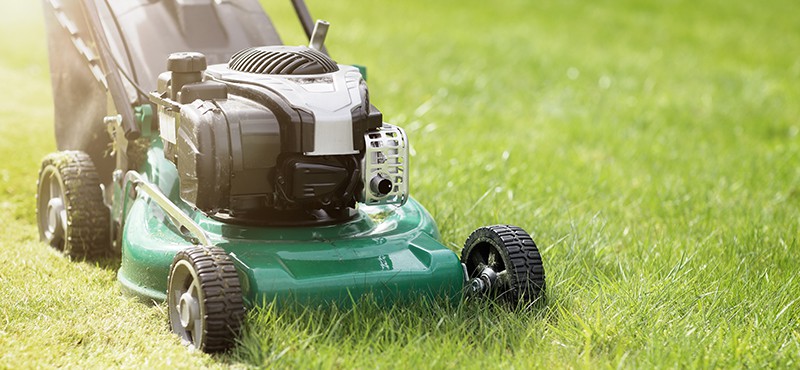 push lawnmower cutting grass