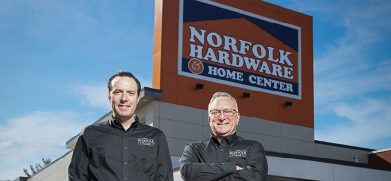 Ben Rosen & Stew Rosen standing in front of Norfolk Hardware & Home Center