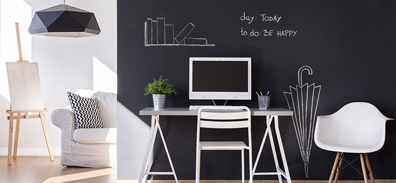 chalkboard paint on an office wall